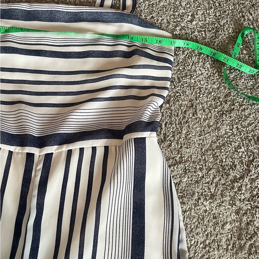 JAPNA- Striped Blue and White Jumpsuit in a size Lg. smocked back, fully lined - Picture 10 of 16
